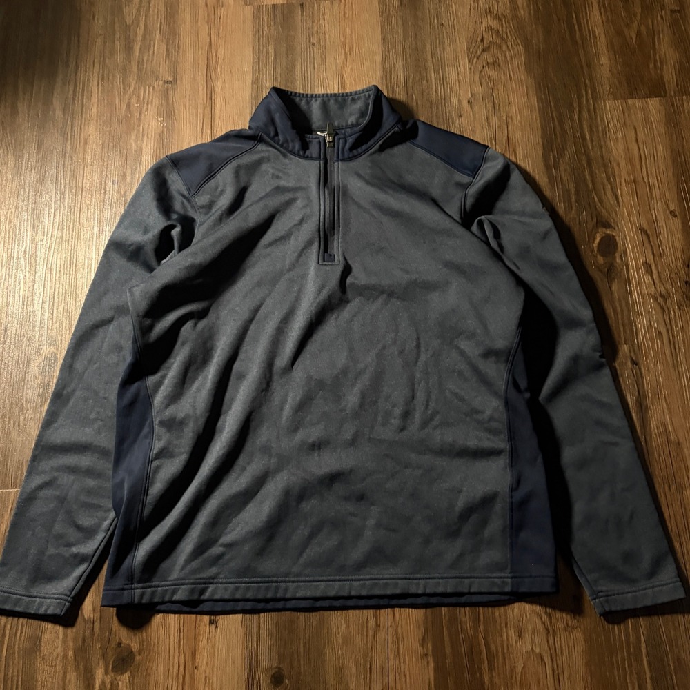 Oakley Mens Navy Blue Quarter Zip Fleece Pullover Jacket Large Regular Fit